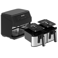 Friteuse domestique double à écran tactile 10L Four friteuse électrique Friteuses intelligentes avec 2 paniers indépendants
