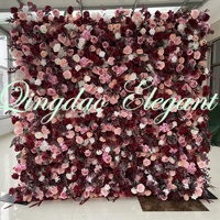 EG-WD91 Artificielle Boho Fleur Mur Soie Violet Bleu 5d Fleur Mur De Mariage Blanc Bébé Souffle 5d Roll Up Fleur Mur Toile De Fond