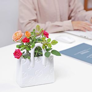 <span class=keywords><strong>Vaso</strong></span> in ceramica <span class=keywords><strong>vaso</strong></span> di fiori <span class=keywords><strong>bianco</strong></span> (fatto a mano) borsa per decorazione <span class=keywords><strong>porta</strong></span> pennelli Organizer e portapenne - Product Image 4
