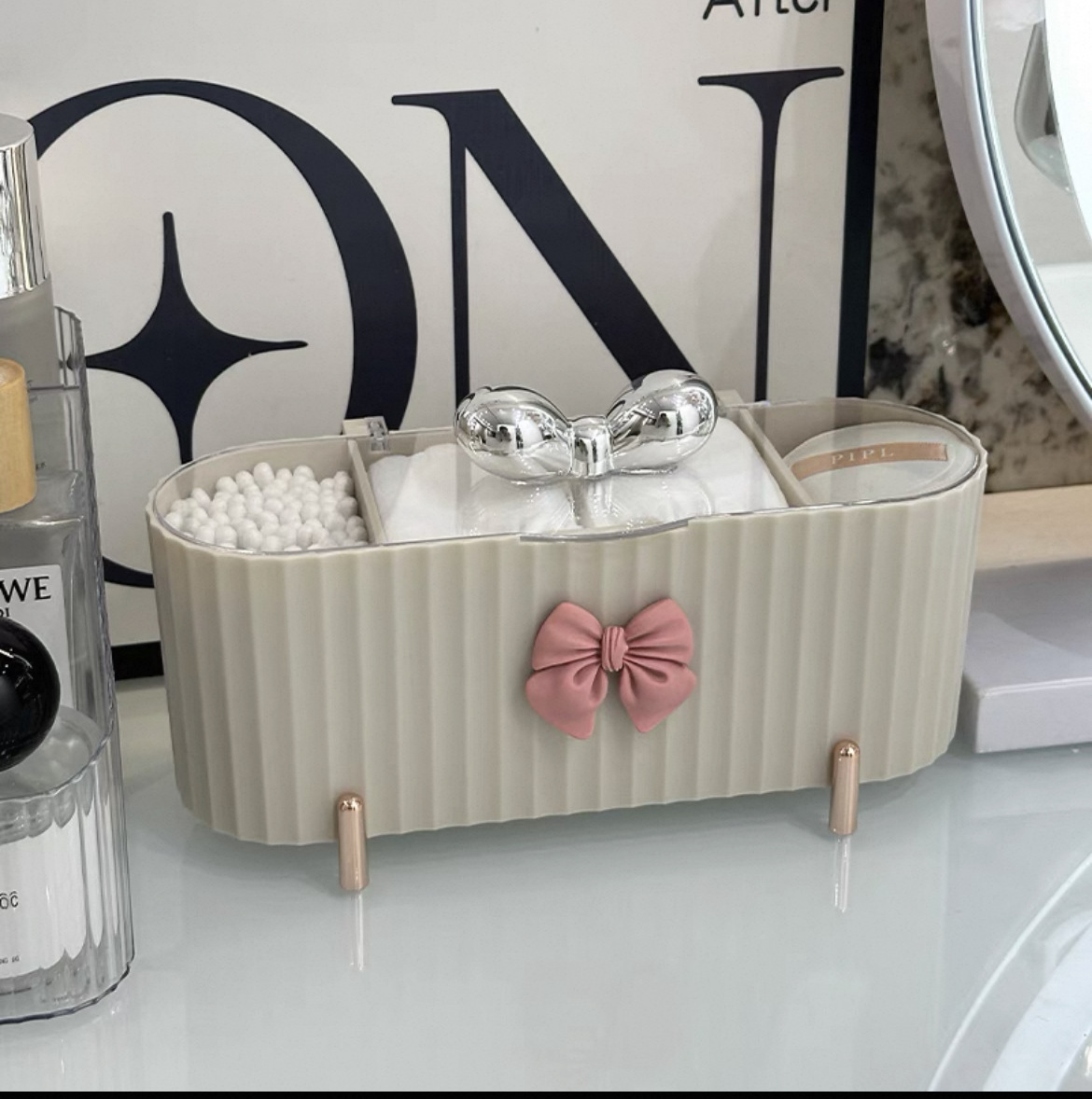 Boîte de rangement [Café au lait + nœud]
