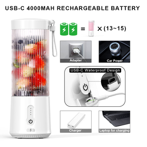 Licuadora Portátil Eléctrica para el Hogar, Carga USB, 450 ml, para Smoothies, Regalo Perfecto - Product Image 4