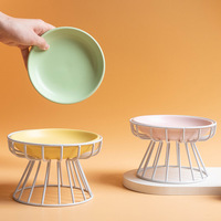 Shengfeng Bol en céramique pour chat bol de nourriture assiette en conserve assiette à collation support de cou de jambe haute mangeoire pour chat