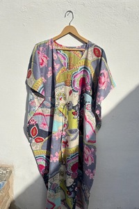 Robe d'été respirante pour les vacances, tenue de plage bohème, robe de plage, kaftan en coton pur, imprimé floral, kaftan en coton indien - Product Image 5