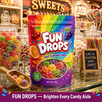 Fruit-flavour snoep kauwgom mylar stand-up pouch voedselveilige hersluitbare zakken met ritssluiting, aanpasbaar transparant venster verpakking