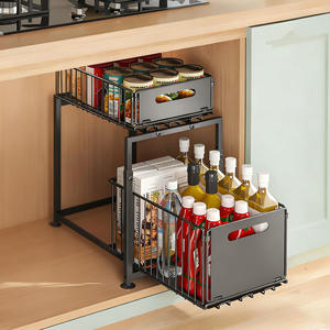Étagère de rangement sous l'évier, planche à découper, support pour couvercles de casseroles, comptoir, étagère de rangement en fer forgé laminé - Product Image 3