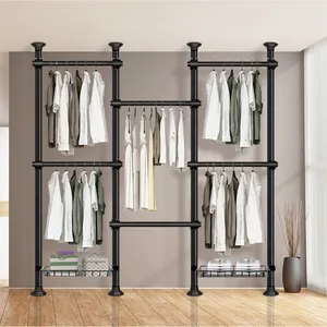 New Design Home Bedroom Multifunctional Pole System Folding Wardrobe Closet Portable Movable Clothing Closet