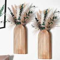 Vas Gantung Dinding Kayu Kustom, Pot Tanaman Indoor Kayu Solid, Penyangga Tanaman Dinding untuk Dekorasi Rumah