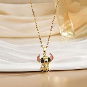 Collier pendentif en cuivre motif dessin animé avec chaîne en bambou, bijoux émaillés mignons style anime, vente en gros - Product Image 4