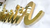 Letrero Personalizado con Logotipo para Interiores de Edificios, Letrero Metálico Acrílico 3D con Letras Doradas, Letrero Publicitario para Exteriores, Letrero Luminoso Retroiluminado, Letrero LED