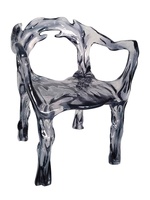 Silla de Cristal Transparente para Sala de Estar, Muebles Acrílicos, Taburete para Hotel o Restaurante, Respaldo de Resina Platino, Personalizable