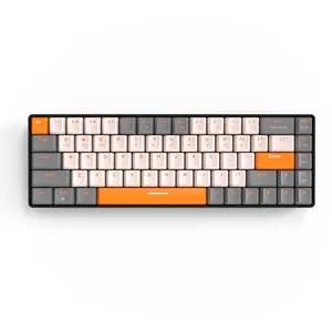 Wolf k68 teclado mecânico sem fio, teclado de modo duplo, usb 2.0, abs, suporte de 1 - 3 dias, à prova d'água, 68