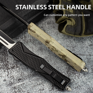 Folding Knife Stainless Steel Drop Point Blade Nylon Handle Tactical Outdoor Knife with Thumb Knob Opening - Product Image 4