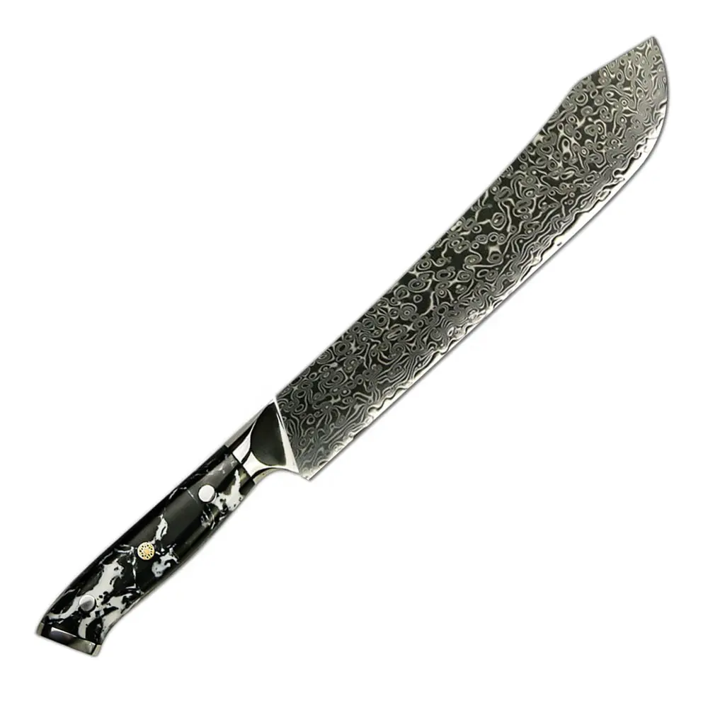 Nova faca de açougueiro japonesa de 67 camadas vg10, aço de damasco, canivete de 10 ", cabo de pedra de turquesa