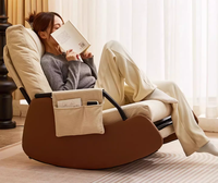 Fauteuil de détente moderne en tissu avec structure en bois, inclinable et pliable, pour salon, hôtel et bureau à domicile