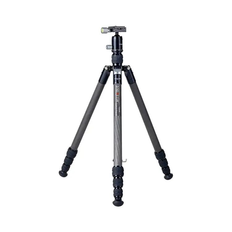 Tabung kaki serat karbon aluminium Aloi, Tripod fotografi teleskopik perjalanan serat karbon T555R