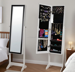 ตู้เครื่องประดับไม้กระจกสะท้อนราคาถูกยืนตู้ Armoire กับกระจกเครื่องสำอางสำหรับการจัดเก็บเครื่องประดับและการแต่งกายและการแต่งหน้า - Product Image 6