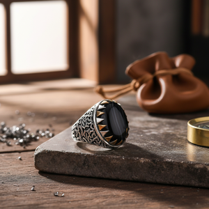 Onyx Stone Oval Shape <b>Men</b> <b>Ring</b> Jewelry <b>Man</b> Jewellery Wholesale Handcrafted Authentic 925 Sterling Silver <b>Men</b> <b>Ring</b> - Product Image 3