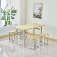 Ensemble de table et chaises de salle à manger commerciales modernes, dossier Smiley, assise en bois, pieds en métal, pour restaurants, cafés, cantines scolaires, vente en gros, OEM
