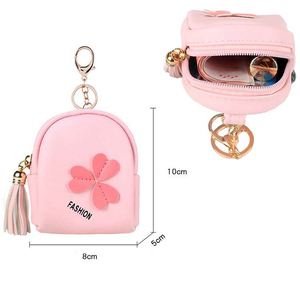Mini sac à dos porte-clés mignon pour femme, trousse de maquillage en similicuir, pochette pour clés, rouge à lèvres et cartes, fermeture éclair - Product Image 1