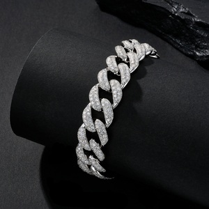 Pulseras de Hombre Estilo Hip Hop con Incrustaciones de Moissanita, Cadenas de Piedras Preciosas, Cadena Cubana Gruesa de Plata de Ley S925 para Hombre - Product Image 3