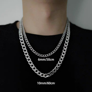 Stainless Steel Bamboo Link <strong>Chain</strong> Geometric Hip-Hop NK Chunky Necklace Trendy <strong>Mens</strong> Womens <strong>Accessory</strong> Plain Pendant - Product Image 2