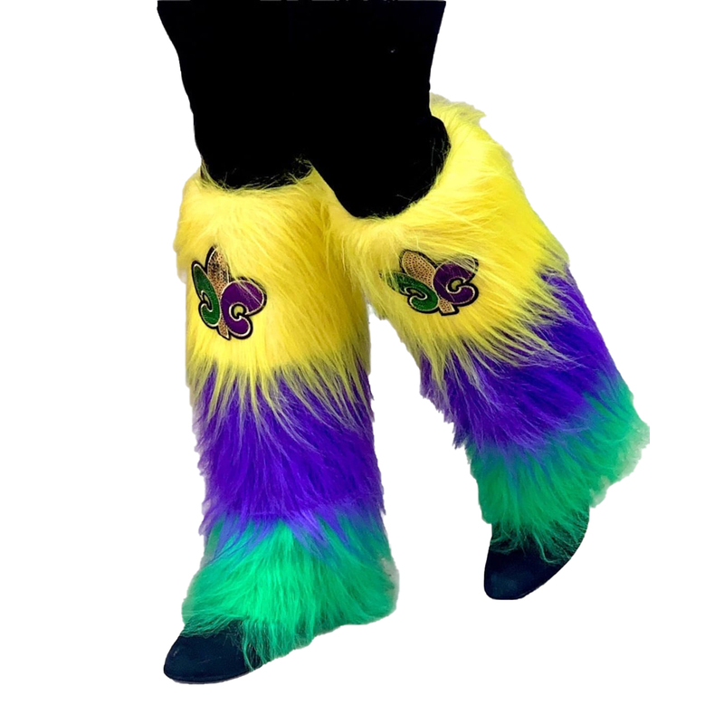 Toddler Mardi Gras Legwarmers Handcrafted Fur