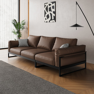 Sofás de Cuero para Sala de Estar Estilo Nórdico, Sofá Recto Doble/Triple Minimalista Italiano para el Hogar, Lujoso Estilo Nórdico - Product Image 6