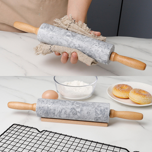 Mattarelli in Marmo Lucidato per Pasticceria con Manico Lungo in Legno di Faggio, Rullo Antiaderente per Impastare Pane, Dolci e Pizza - Product Image 5