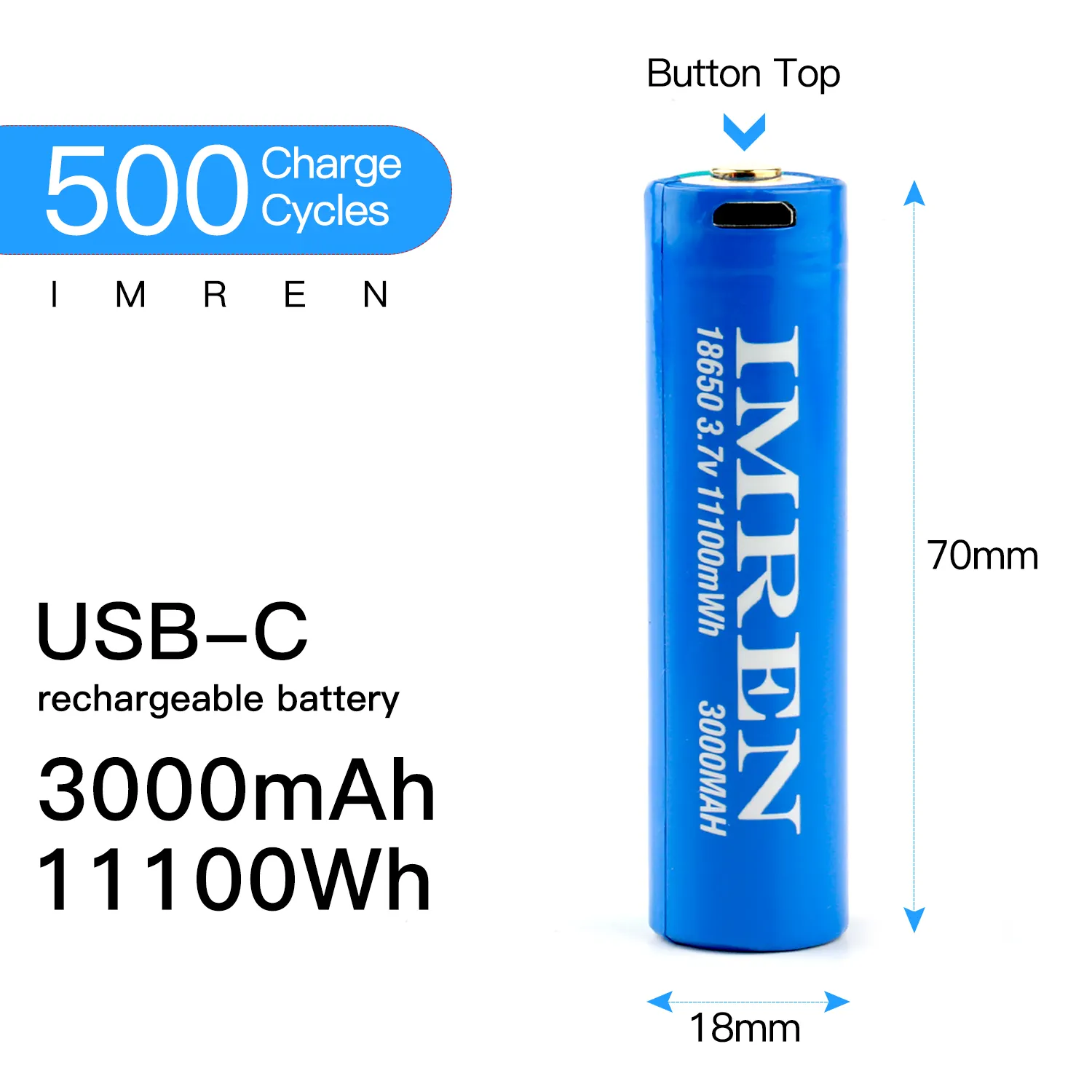 High Out 3.7v Imren 18650 Type C Double A Size Aaa Triple A Micro Magnetic Li-ion Cell Lithium Ion Usb Rechargeable Battery