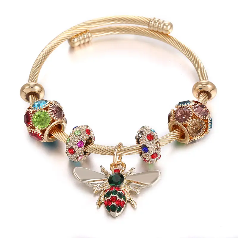 9 Phong Cách Bán Hot Bee Thép Không Gỉ Bracelet Kim Cương Đầy Màu Sắc Trang Sức Bán Buôn Cho Phụ Nữ Cô Gái