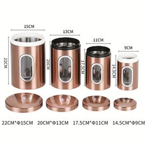 Wholesaler Stainless Steel Food Storage <b>Container</b> Airtight Sugar Coffee <b>Container</b> Kitchen Canisters Sets With See Through Window - Product Image 2