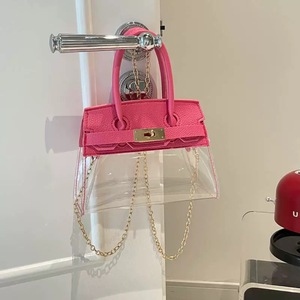 <span class=keywords><strong>Sac</strong></span> bandoulière de loisirs transparent en PVC de haute qualité pour <span class=keywords><strong>femme</strong></span> avec garniture en <span class=keywords><strong>cuir</strong></span>, approuvé pour les stades, avec chaîne - Product Image 2