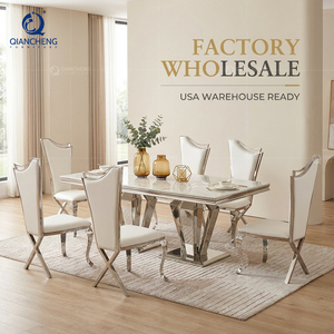Muebles de Cocina Modernos de Acero Inoxidable, Diseño Italiano Elegante, Juego de Comedor de Lujo de Alta Gama para Villa con <span class=keywords><strong>8</strong></span>/10 Sillas - Product Image 2