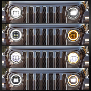 LED de luz de la cabeza DRL señal en ámbar amarillo de cromo de plata negro 75W fuera de la carretera 4WD 12v 24v coche 7 pulgadas ronda Led faro - Product Image 6