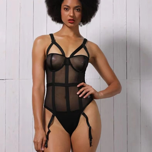 Bodysuit hitam adalah Lingerie ultra-tipis, seksi, dan modis, tembus pandang, intim, dan menyenangkan - Product Image 1