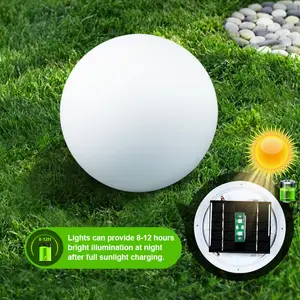 20CM LED Solar Light Lawn Pathway Garden Decor Ball Lamp with Ground Spike