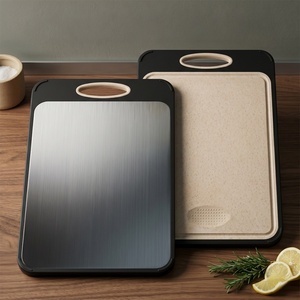 <b>Heavy</b> <b>Duty</b> Double Sided Steel Plastic Chopping Board for Commercial Non slip Large Kitchen Plastic Cutting Board with Handle - Product Image 1