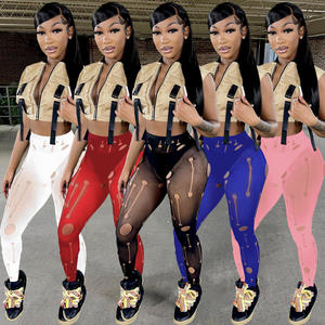 Y2k महिलाओं की ग्रीष्मकालीन कैजुअल स्किनी कटआउट पैंट के साथ रिप टाइट्स के माध्यम से रिप टाइट्स के माध्यम से देखें - Product Image 1