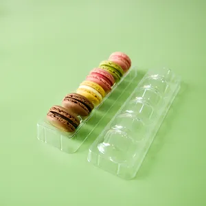 Commercio all'ingrosso 6 inserti monouso Macaron contenitore trasparente Blister imballaggi in plastica Macaron scatole