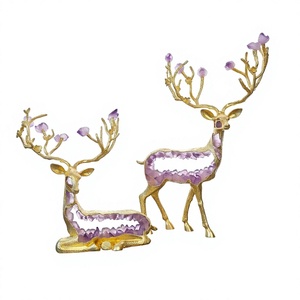 Figurine de cerf en cristal de luxe, artisanat en métal, sculpture animale, statue décorative en améthyste pour la maison et le bureau - Product Image 4