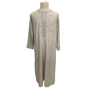 Islamitische Herenkleding Uit Saoedi-Arabië, Heren Ronde Hals Geborduurde Dubai Robe Moslim Kleding