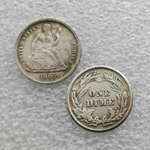 Pièces de monnaie commémoratives de style antique, 1 Dime des États-Unis (1860-1885), « Dime Liberté Assise », Cadeaux, Décoration d'intérieur - Product Image 2