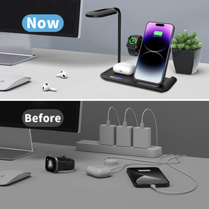 Logo personnalisé 5-en-1 <span class=keywords><strong>Chargeur</strong></span> rapide 15W Chargement magnétique rapide Lampe de bureau LED pour téléphone EarPods Chargement multifonction pour divers - Product Image 3