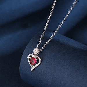F.<span class=keywords><strong>ZENI</strong></span> Fashion 925 Sterling Silver Blue White Red Zircon Heart Rose Pendant Flower Jewelry Necklace - Product Image 3