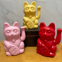 Chat porte-bonheur Feng Shui en plastique écologique de 15 cm, agitant la main, pour la décoration intérieure