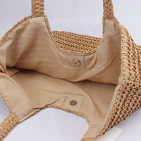 Sac de plage en paille de papier de style luxueux, tissé à la machine, grande capacité, sac à main pour femme, voyage, shopping, vacances