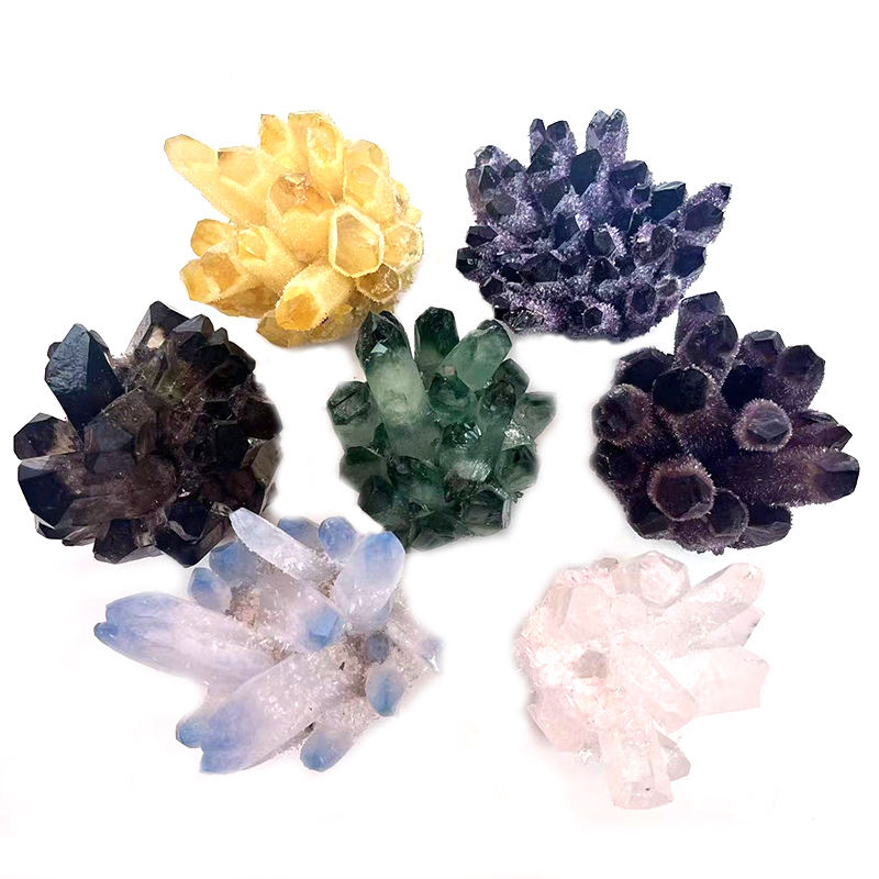 Tumbled Purple Ghost Quartz Natural Green Phantom Crystal Ghost