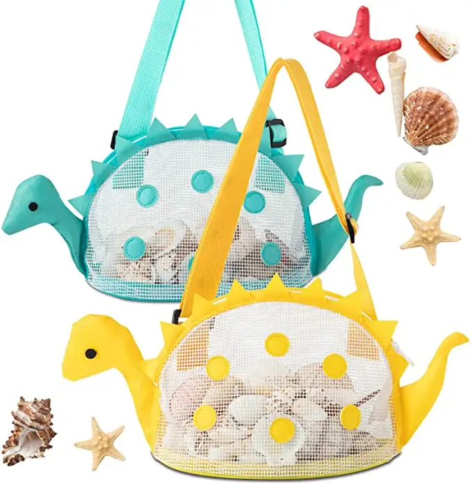 Children Mesh Beach Bag Sea for Kids Dinosaur Cute Cartoon Animal Sea Shell Swimming Beach Toys Sundries Storage Bags