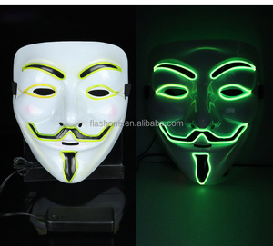 Halloween manusia serigala membunuh DJ pesta masker wajah penuh PVC Neon bersinar seram Cosplay horor LED topeng pesta menyala