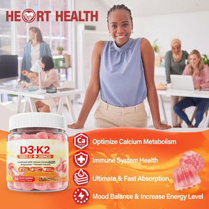 Gomitas rellenas de vitamina D3 K2 sin azúcar 5000IU con 500mg Calcio K2 citrato de magnesio vitamina C - Product Image 2